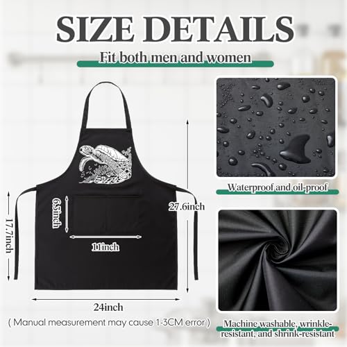 Remerry Sea Turtle Kitchen Gift Set with Acacia Wood Utensils & Apron, Christmas & Mother's Day Gift