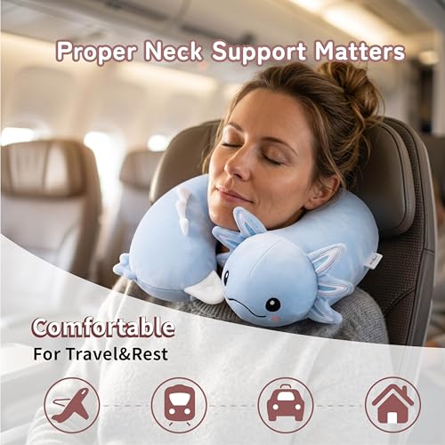 Memory Foam Travel Neck Pillow - 360-Degree Support for Car & Airplane