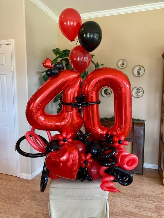 Red Number 13 Balloon - 40 Inch Giant 13th Birthday Decoration for Boys & Girls Party Supplies