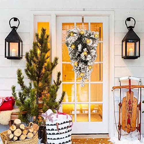 18-inch Snow Flocked Christmas Teardrop Swag with Berries and Pine Cones