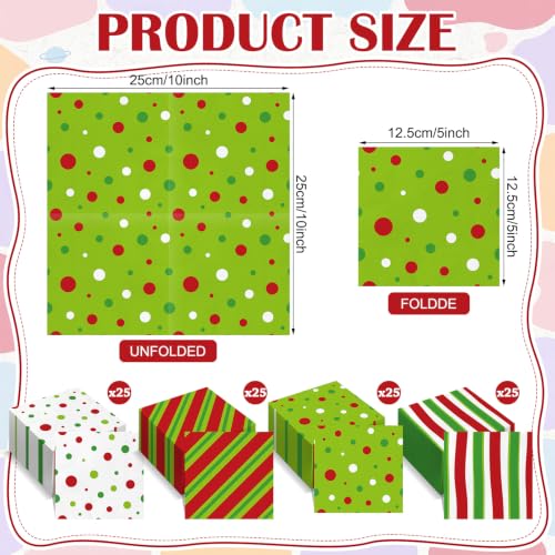 100 Pcs Christmas Paper Napkins Disposable Decoupage Bulk