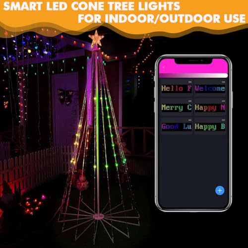 8 FT Smart RGB Christmas Cone Tree with 340 LED Lights, App & Remote Control