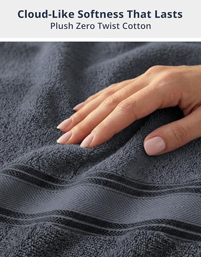 4-Piece Bath Towel Set, 100% Cotton Soft & Absorbent Towels - Cool Grey