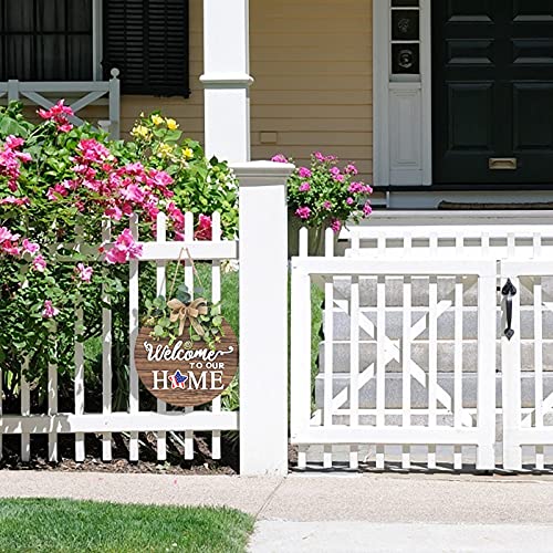 Interchangeable Welcome Sign Front Door Wreath - 12-Inch Rustic Wood Decor