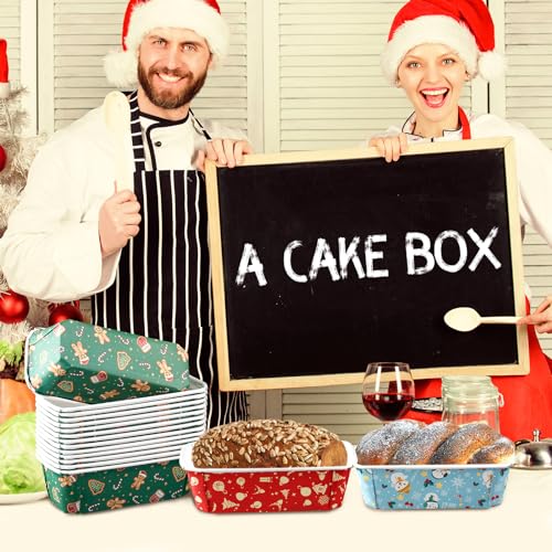 Maxcheck 40-Pack Christmas Disposable Bread Loaf Pans with Lids & Decorations
