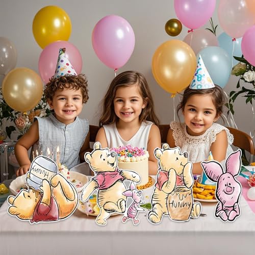 9-Piece Large Bear Cardboard Cutouts with Stands for Party Decorations