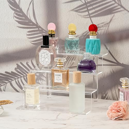 4-Tier Acrylic Display Riser Shelf for Perfume, Cologne, and Collectibles