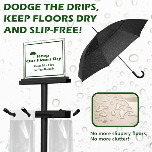 Umbrella Bag Stand with 200 Disposable Plastic Wet Umbrella Bags