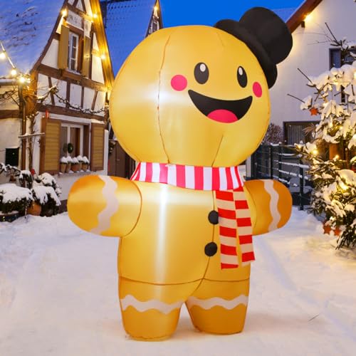 GOOSH 6.2 FT Inflatable Christmas Gingerbread Man with LEDs for Outdoor Holiday Decorations