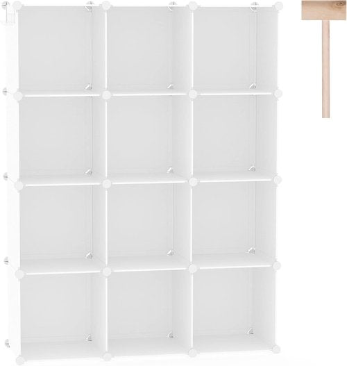 C&AHOME Cube Storage Organizer - 12-Cube Shelves for Bedroom, Living Room & Office | 36.6" L x 12.4" W x 48.4" H