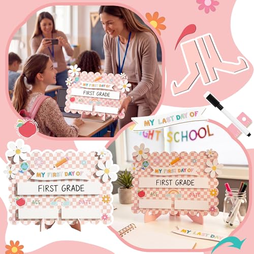 First and Last Day of School Chalkboard Sign with Erasable Markers