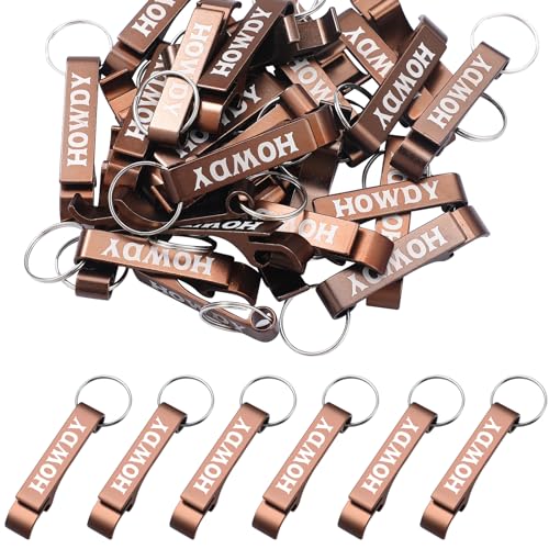 Junkin 30 Pcs Brown Western Cowboy Bottle Opener Keychains Party Favors