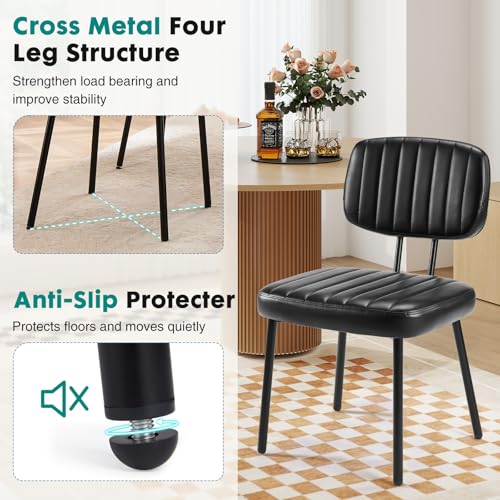 Set of 6 Mid-Century Modern Dining Chairs, Faux Leather Kitchen Chairs