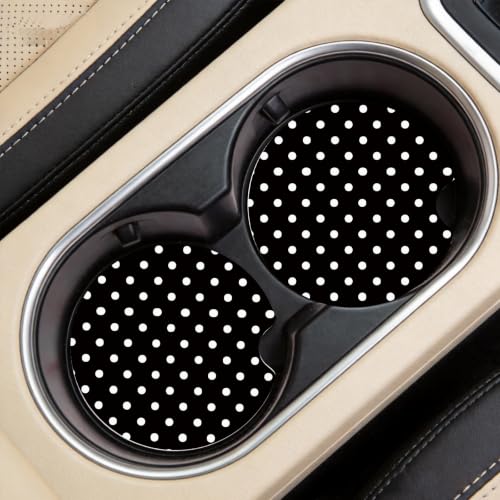 Ugmonk Charcoal Black Ceramic Car Coasters 2 Pack - Absorbent & Stylish Fit for Cup Holders