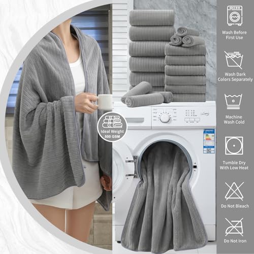 18-Piece Microfiber Bath Towel Set, Ultra-Soft Absorbent Shower Towels