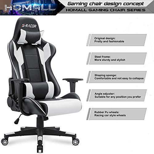 Ergonomic High Back Gaming Chair with Lumbar Support - Adjustable Recliner