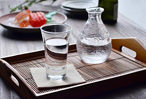 Japanese Glass Sake Cups - 3.4 fl oz Cold Sake Glass Set of 6, Dishwasher Safe