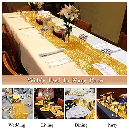 ShinyBeauty Gold Table Runner 90 Inches Long Sequin for Party Baby