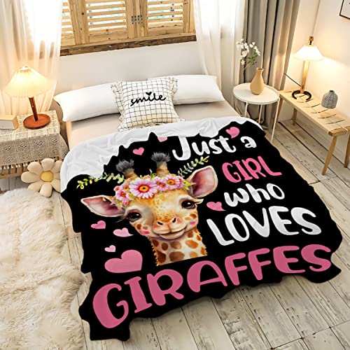 Mokukenren Just a Girl Who Loves Giraffes 50x40in Fleece Throw Blanket