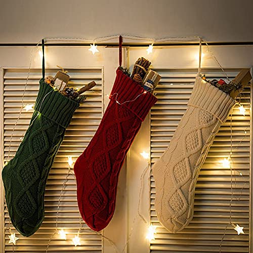 18-Inch Knitted Christmas Stocking, Large Holiday Fireplace Hanging Decoration