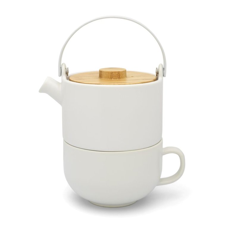 Bredemeijer Tea-for-one Umea White with Bamboo Lid