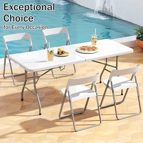 6ft Folding Table with Black Spandex Cover Set for Events and Parties