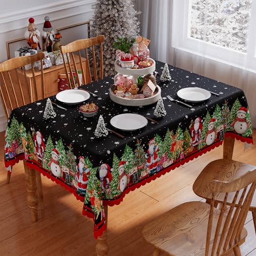 Siilues 60 x 120 Inch Christmas Tablecloth - Rectangular Premium Polyester