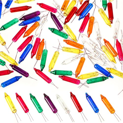 Mudder Colorful Christmas Light Bulbs 2.5V Replacement Mini Incandescent Bulbs