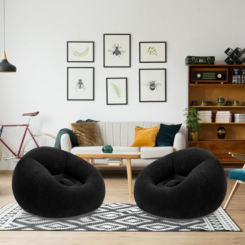 2-Pack Inflatable Bean Bag Chairs, Portable Blow Up Lounge Sofa for Outdoors