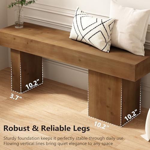 47-Inch Solid Wood Farmhouse Entryway Bench, Rustic Accent Seating