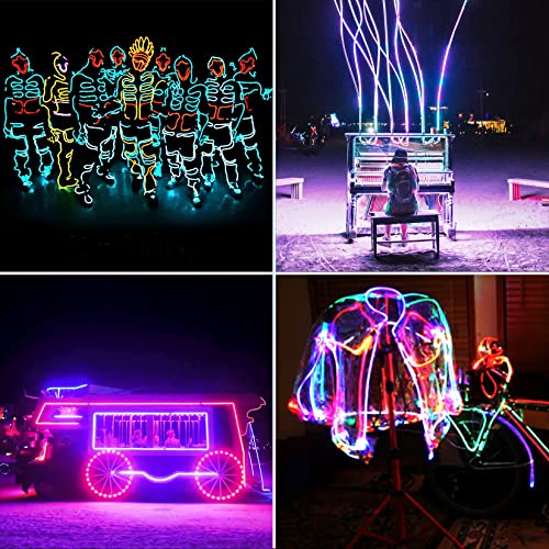 Flexible EL Wire Neon Light Kit, 9.84ft Battery Operated Glowing Wire