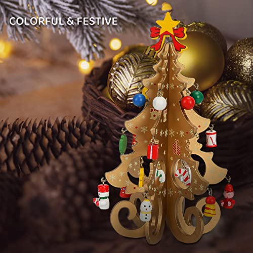Spencer 2-Piece Wooden Mini Christmas Tree Set - 7.5 Inch Holiday Tabletop Decor