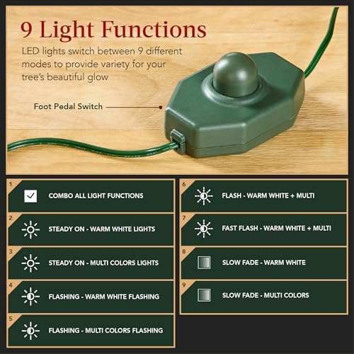 7.5ft Pre-Lit Slim Artificial Christmas Tree with 2-in-1 LED Lights