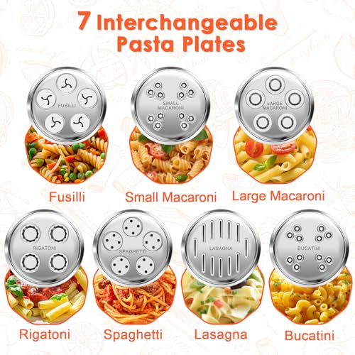 7-in-1 Pasta Press Attachment for Stand Mixers with 7 Interchangeable Plates