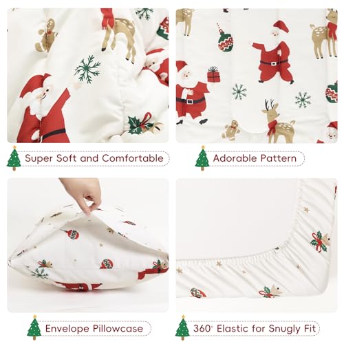 Christmas Toddler Bedding Set - Soft Breathable 4-Piece Kids Bed Linen by David's Kids
