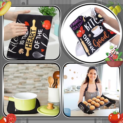 10-Piece Farmhouse Kitchen Decor Set with Towels, Rugs, Mitts, and Holders