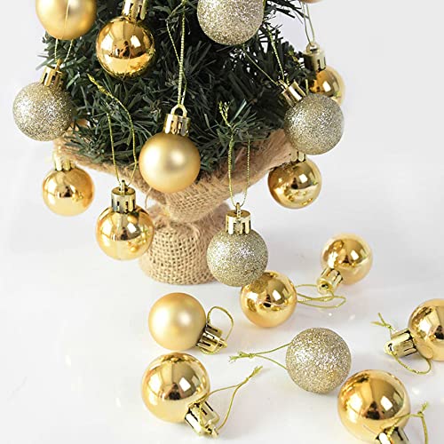 NJN 100pcs Gold Shatterproof Christmas Ball Ornaments Set with Gift Packaging