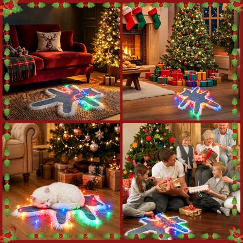 AddPride Grey Cat Rug with Colorful Light - Christmas Vacation Decor 20 x 24 in