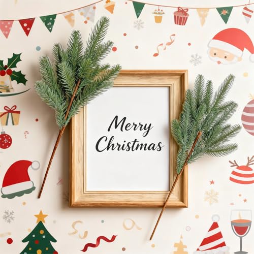 Green / 12 Bundles Artificial Pine Branches Faux Cedar Greenery for Christmas & Holiday Decor