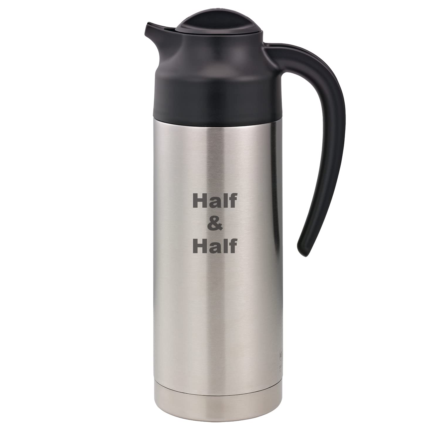 Service Ideas S2SN100HHET Steelvac Creamer Carafe,"Half & Half" Etched, Stainless Vacuum Insulated, 1 Liter (33.8 Ounces), Dishwasher safe, NSF listed, Brushed finish