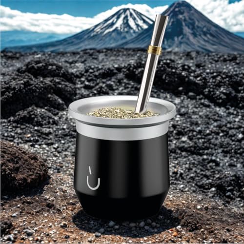 Lanin Vacuum-Insulated Yerba Mate Cup with 2 Bombillas & Brush - Argentinian Tradition