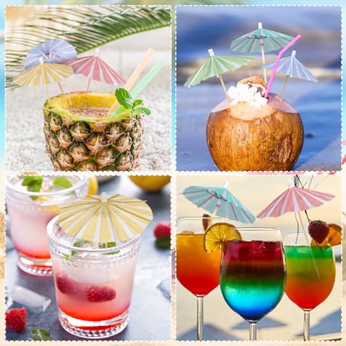 Cunhill Cocktail Umbrellas Picks 150 Pcs Vertical Stripes 5 Colors Party Decoration