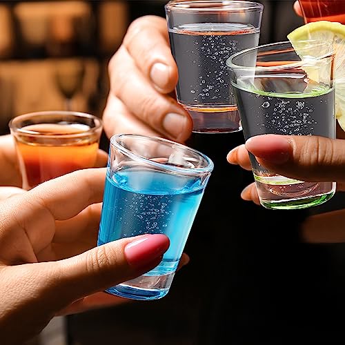 Qipecedm 6 Pack Colorful Heavy Base Shot Glasses Set 1.6 oz for Whiskey, Tequila, Vodka