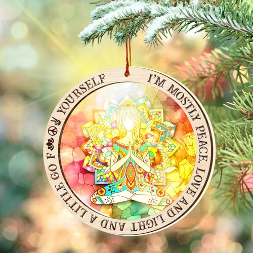 TSIMPLE Yoga Christmas Ornament 2025 - Namaste Yoga Suncatcher for Christmas Tree - Yoga Enthusiast Gift Idea