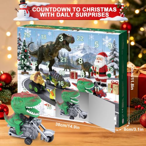 Dinosaur Cars Advent Calendar - 24 Day Pull-Back Monster Truck Toy Set