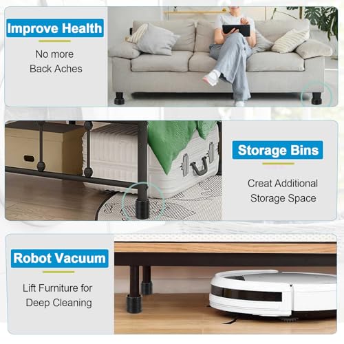 Heavy Duty Stackable Bed Risers - Adjustable Furniture Lifters, 4 Pack
