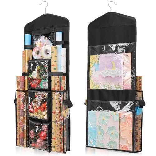 Hanging Gift Wrap Organizer Double-Sided Wrapping Paper Storage