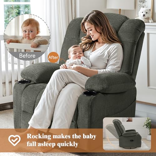Swivel Rocking Recliner Chair with Massage, Heat, and Memory Foam