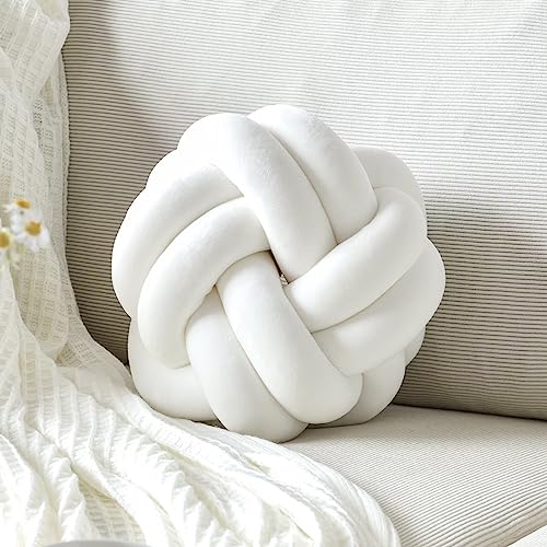 8-Inch Knot Ball Throw Pillow, Soft Velvet Decorative Round Cushion