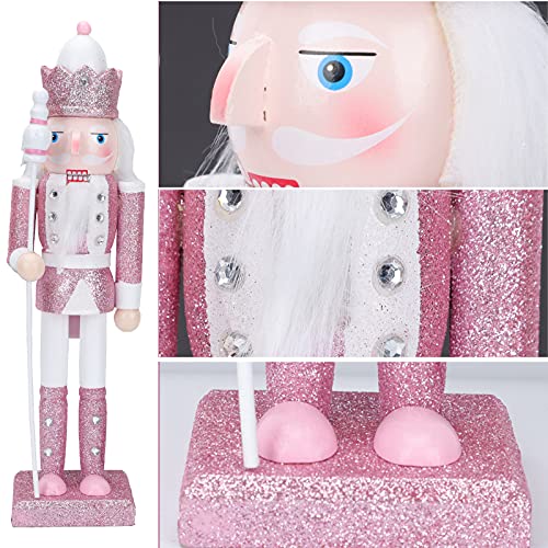 Pink Wooden Nutcracker Soldier Figure - 12 Inch Festive Christmas Decor